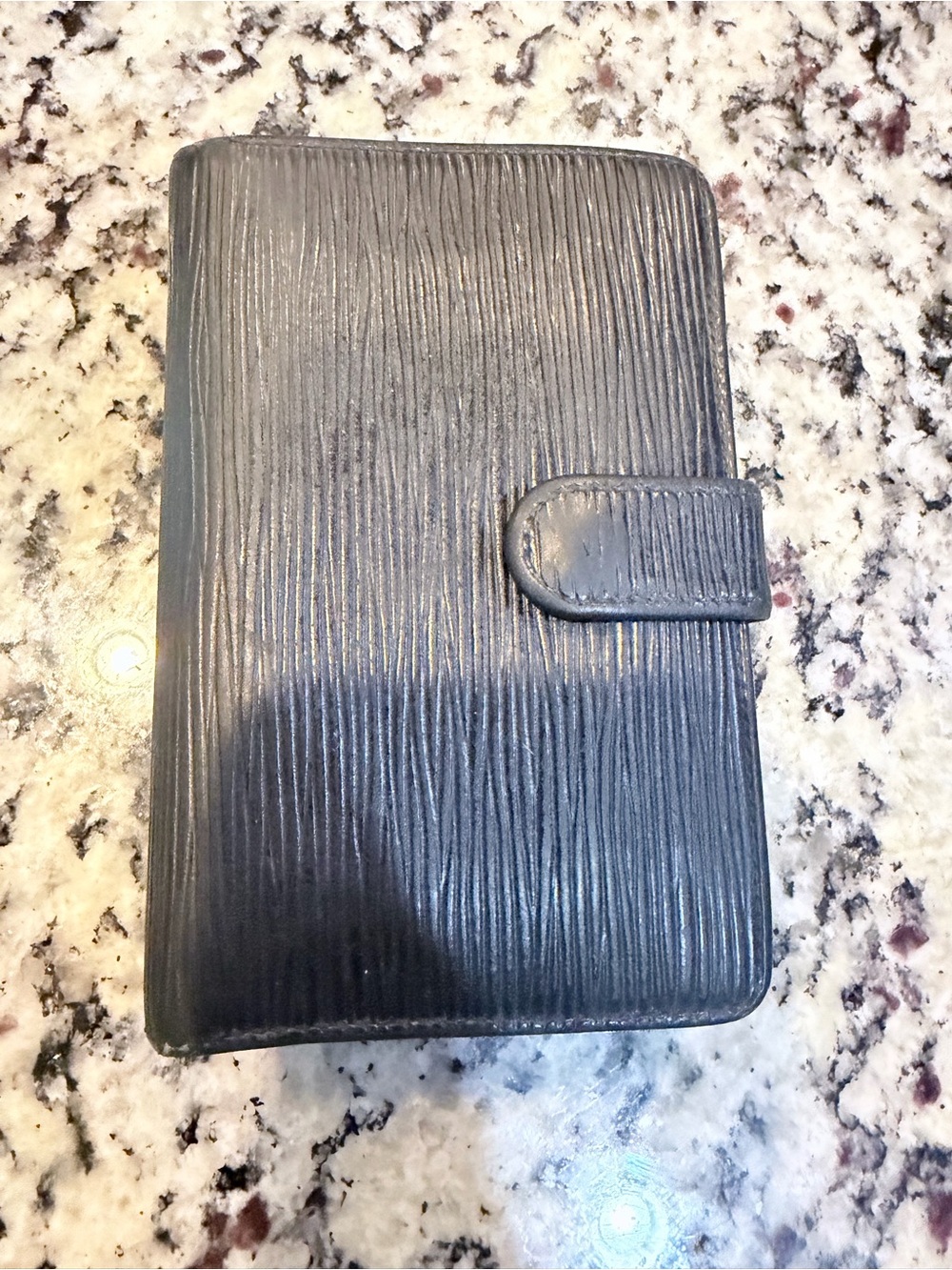 Vintage Louis Vuitton Black Bifold Wallet Folding Credit Card Logo Hardware
